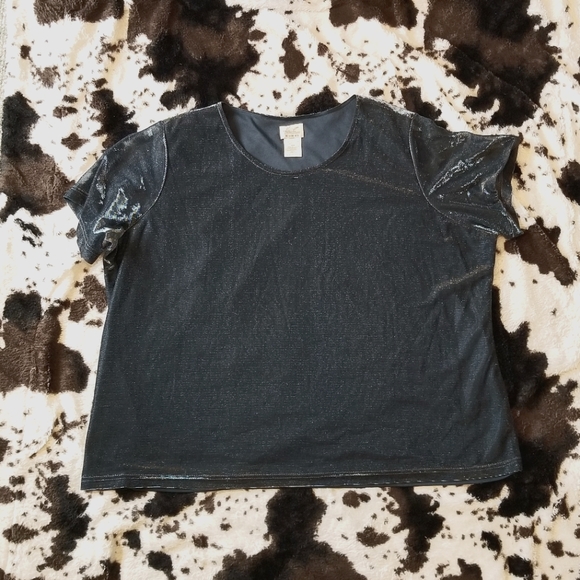 SOLD OUT 💎 Kathie Lee Metallic Blue Blouse 💎 - Picture 6 of 9